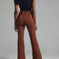 Margot Kick-Flare Cropped Pants In Brown Motif