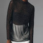 Starlight Long-Sleeve Sheer Tunic In Black