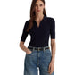 Rib-Knit Cotton-Blend Polo Sweater
