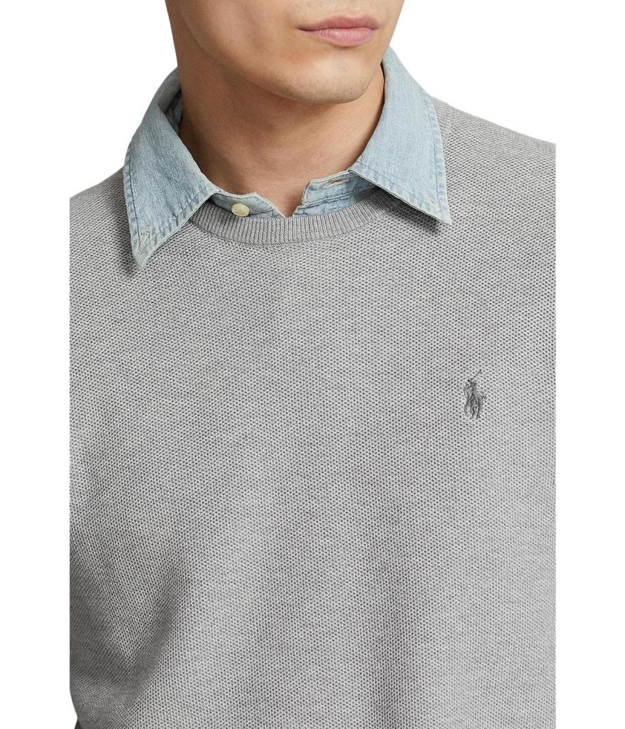 Textured Cotton Crew Neck Sweater