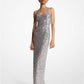 Paillette Embroidered Stretch Tulle Racerback Gown