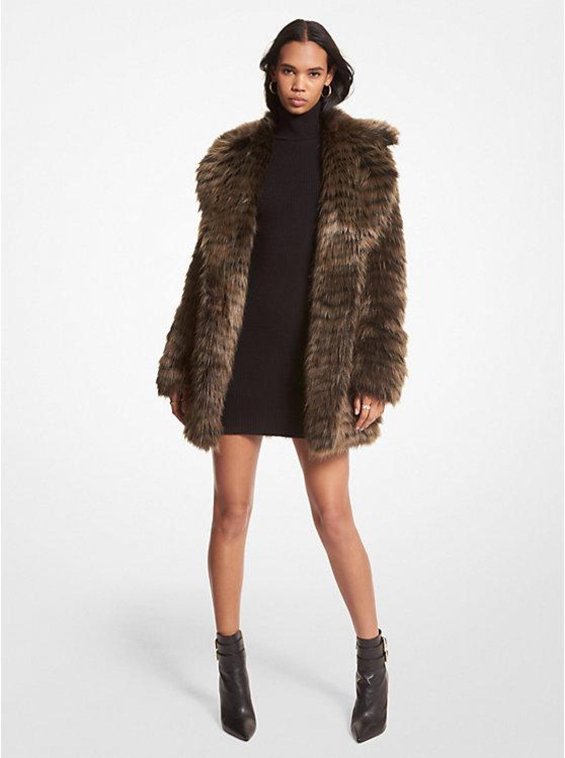 Tiger Print Faux Fur Coat