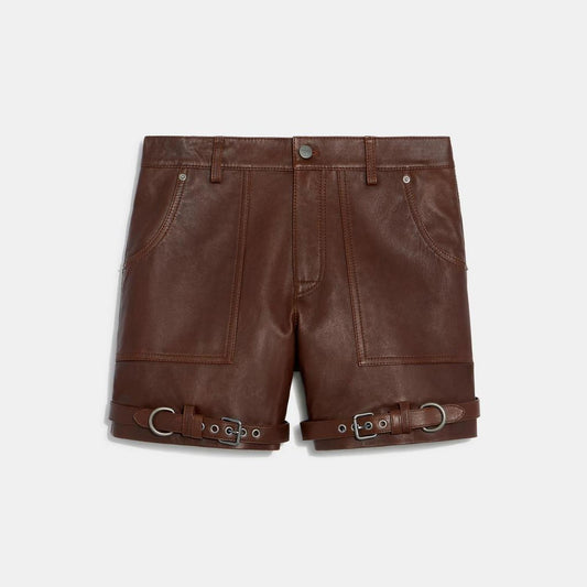 Coach Outlet Distressed Leather Shorts