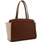 York Color-Blocked Pebbled and Smooth Leather Large Work Tote