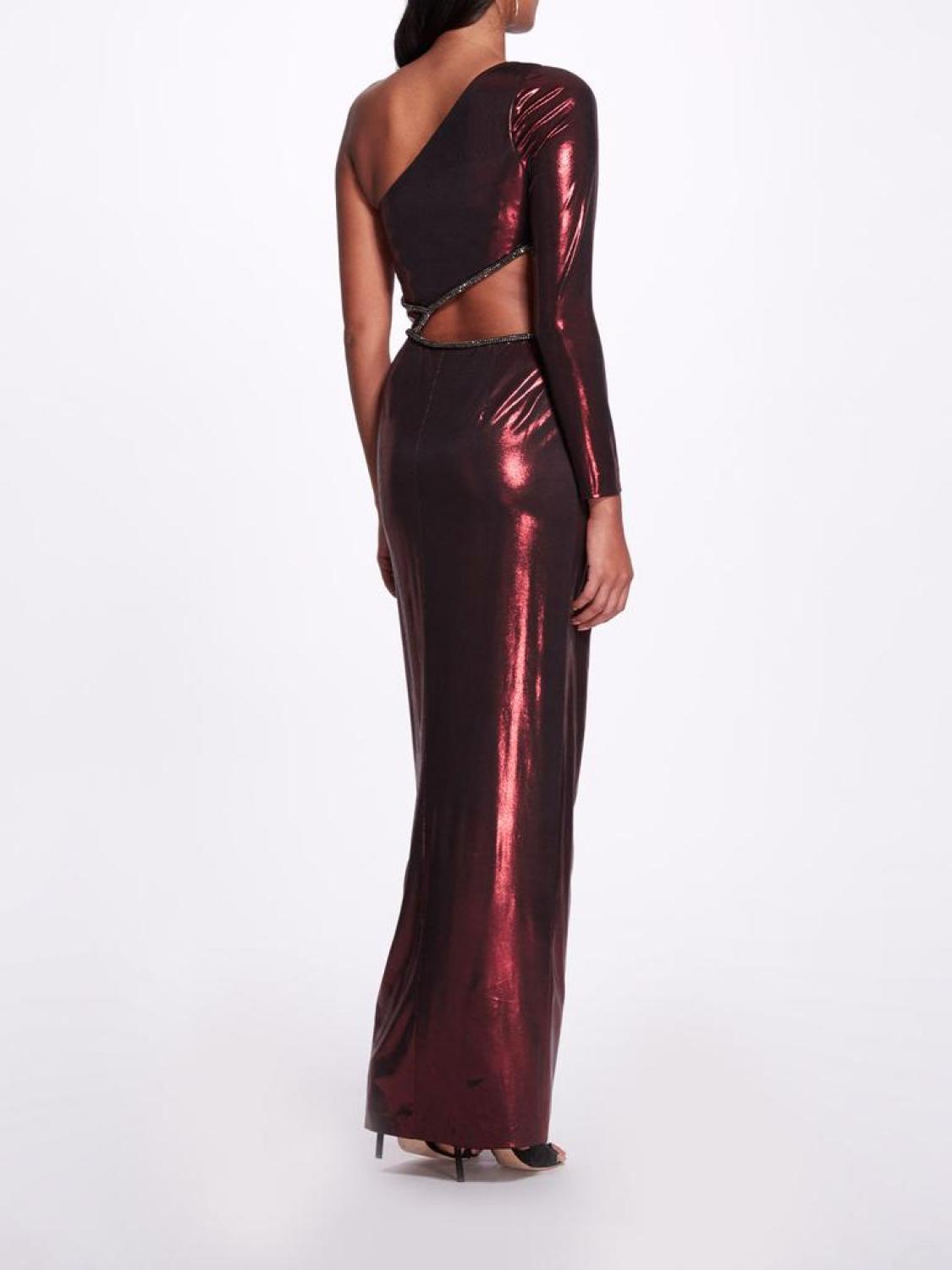 Side Cut-out Metallic Gown