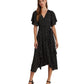Geo-Print Crepe Flutter-Sleeve Dress