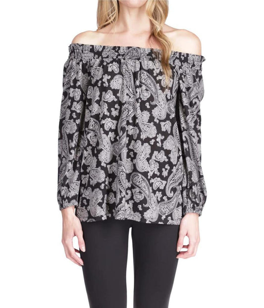 Paisley Print Off Shoulder Top