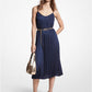 Pleated Satin Belted Slip Dress