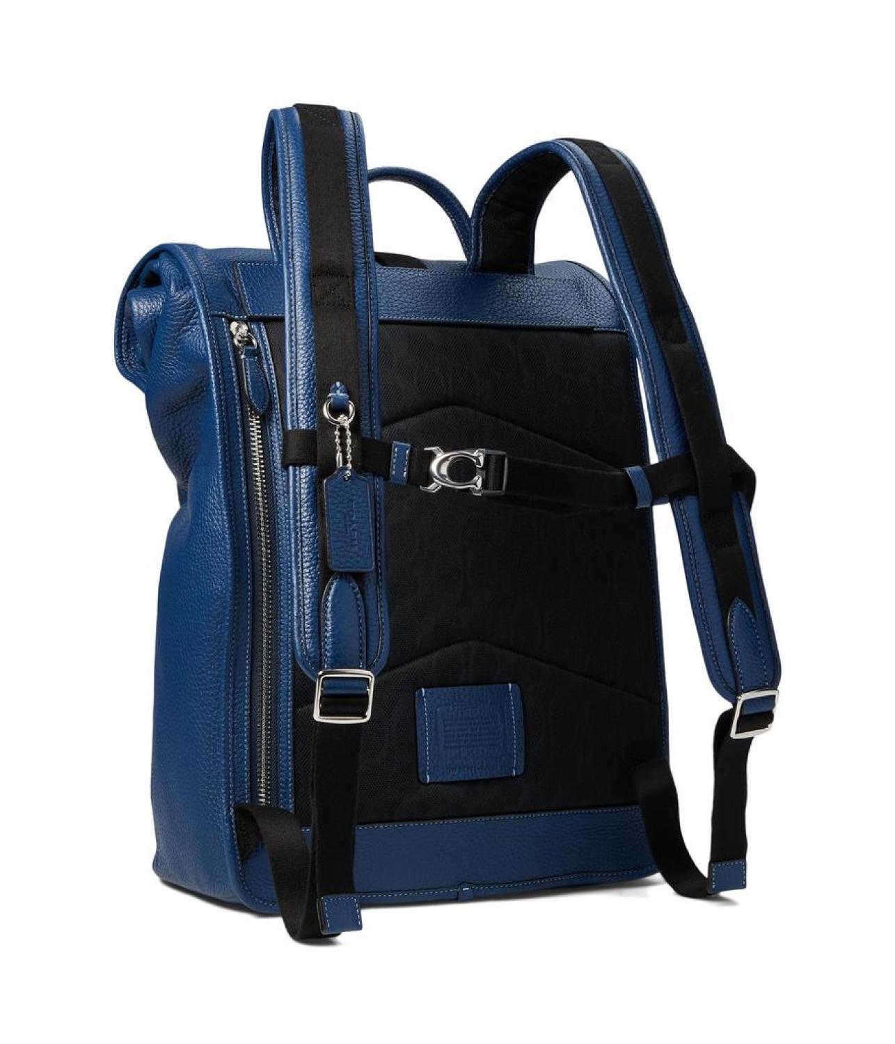 coach famous backpack Beck Roll Top Backpack in Pebble Leather