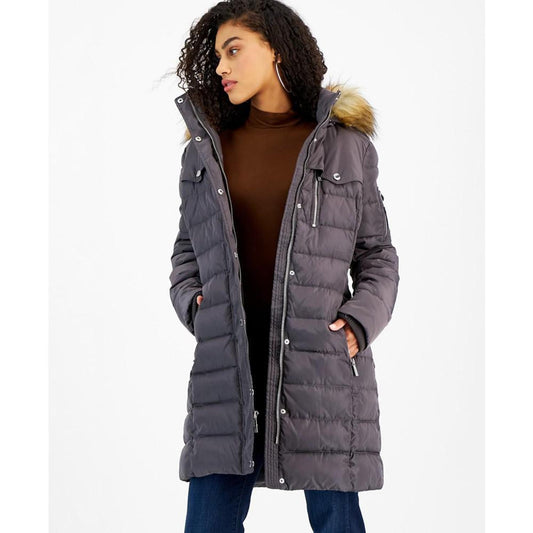 Women's Faux-Fur-Trim Hooded Puffer Coat, Created for Macy's