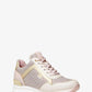 Maddy Leather and Glitter Chain-Mesh Trainer