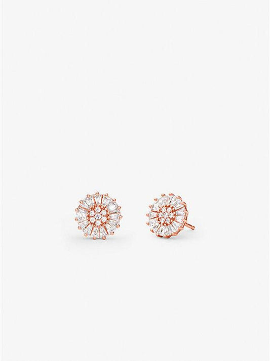 Precious Metal-Plated Sterling Silver Pavé Stud Earrings