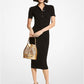 Logo Button Ribbed Viscose Blend Polo Dress