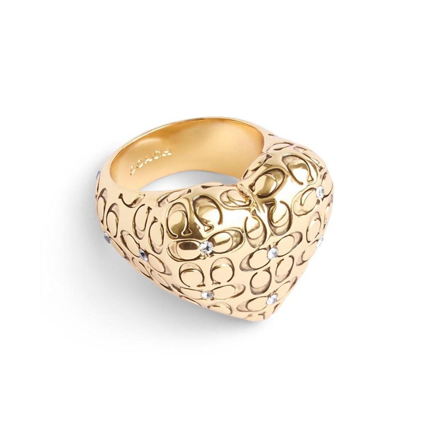 Faux Stone Signature Quilted Heart Cocktail Ring