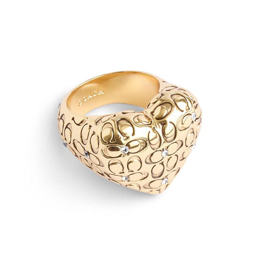 Faux Stone Signature Quilted Heart Cocktail Ring