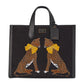 Manhattan Lady Leopard Embroidered Fabric Large Tote