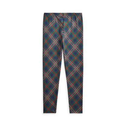 Patchwork Plaid Stretch Jersey Leggings (Big Kids)
