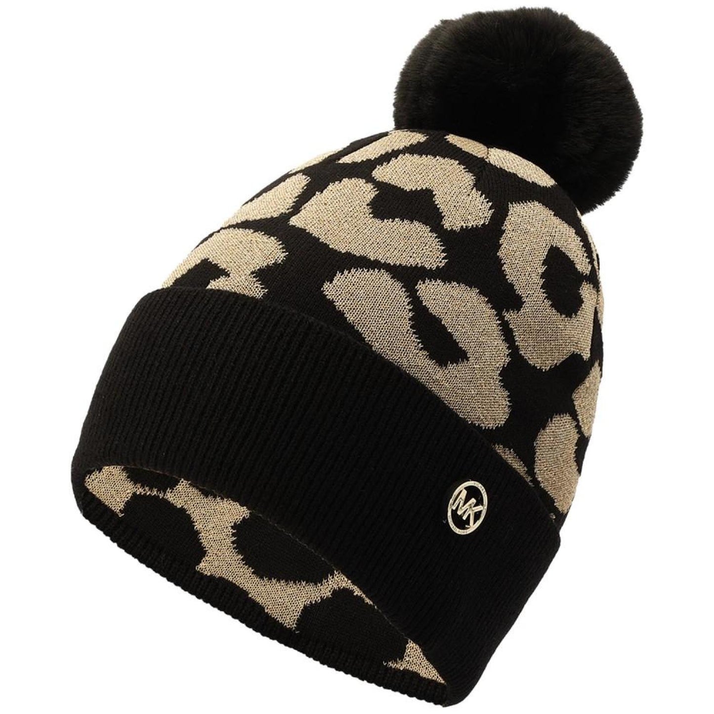 Women's Metallic Leopard-Print Beanie