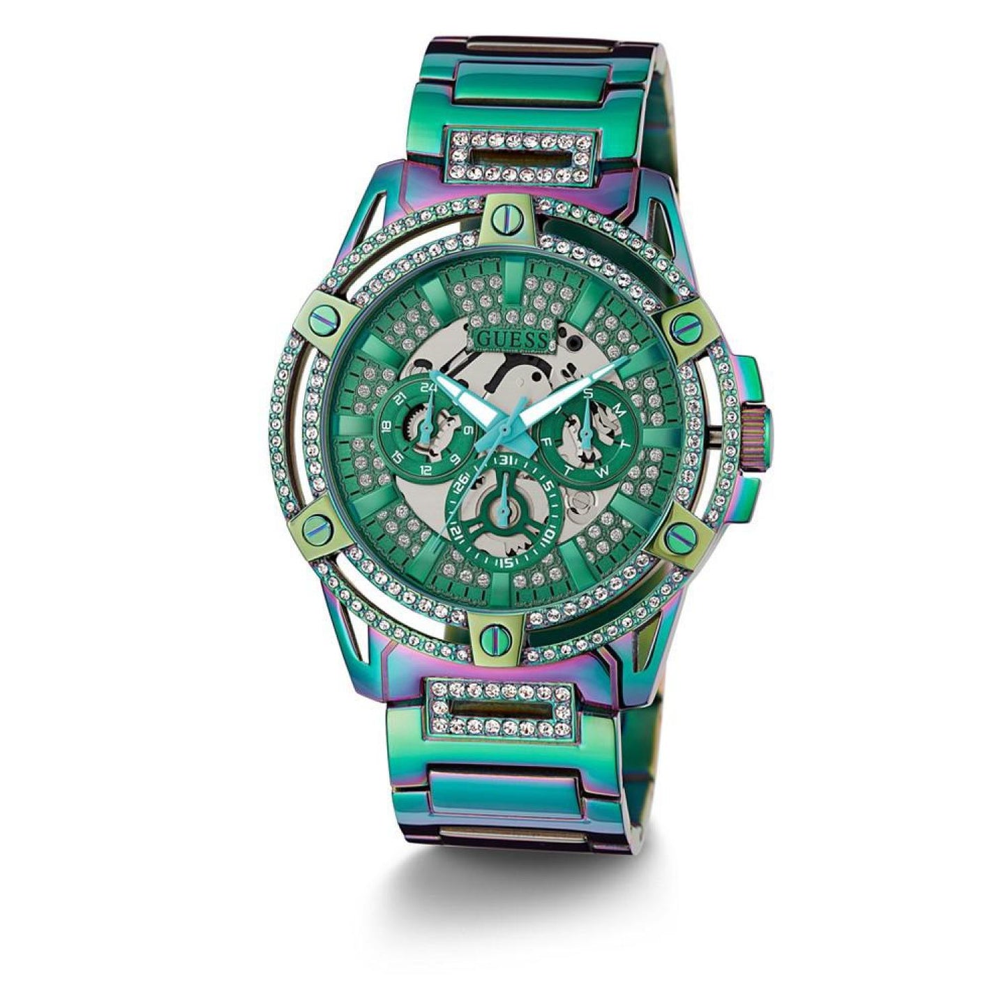 Men's Multi-Function Iridescent Stainless Steel Watch 48mm