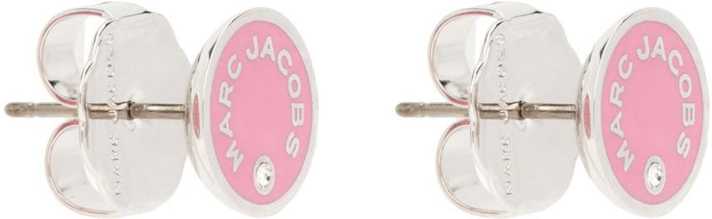 Silver & Pink 'The Medallion Studs' Earrings