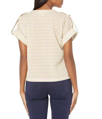 Petite Stripe Snap Epaulette T-Shirt