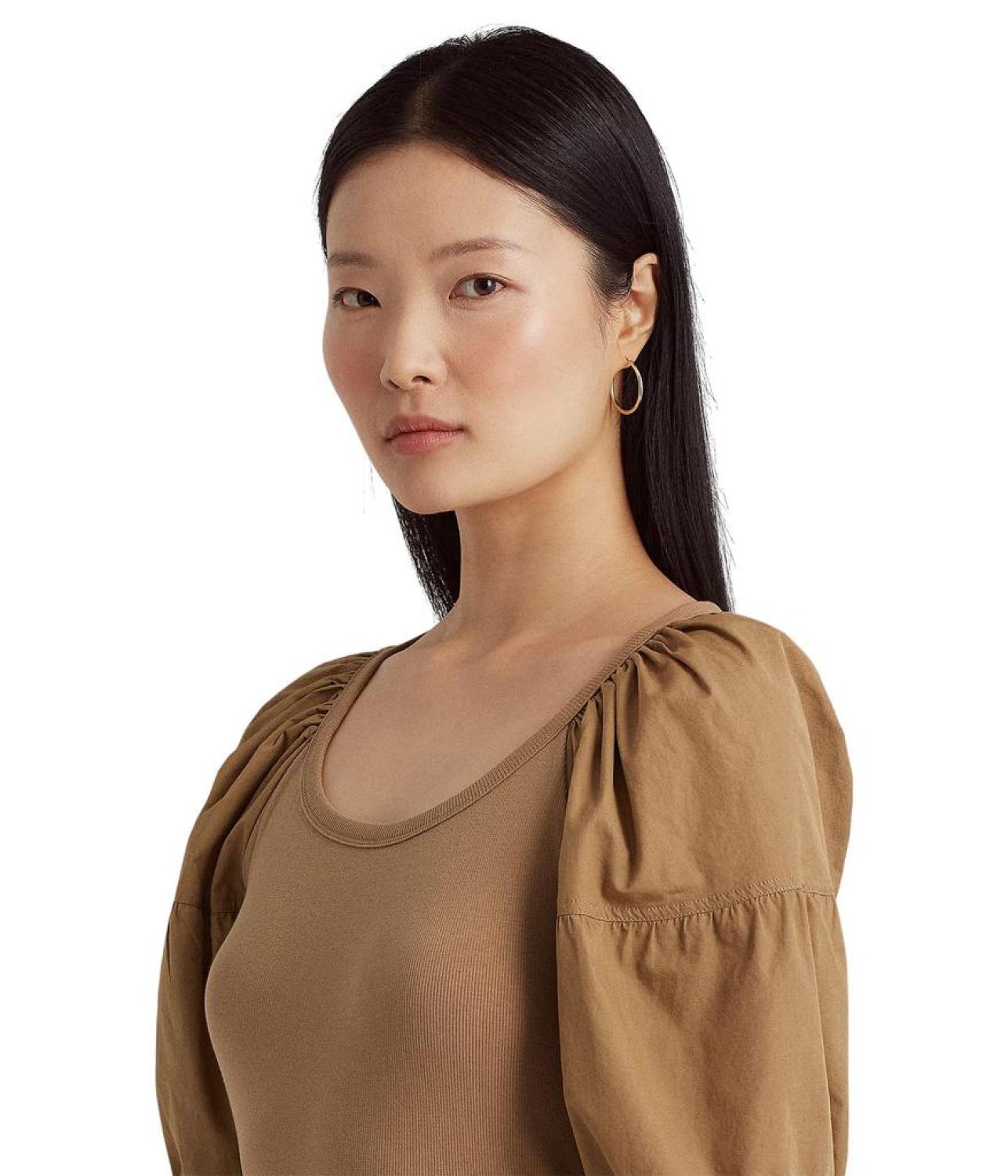 Stretch Cotton Puff-Sleeve Tee
