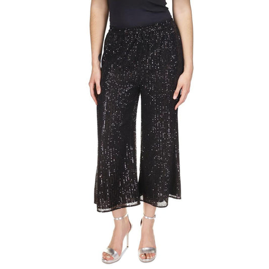 Petite Sequin Cropped Wide-Leg Pants