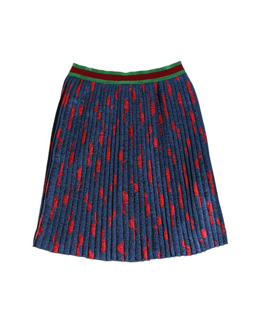Gucci Pleated Metallic Bow Silk-Blend Skirt