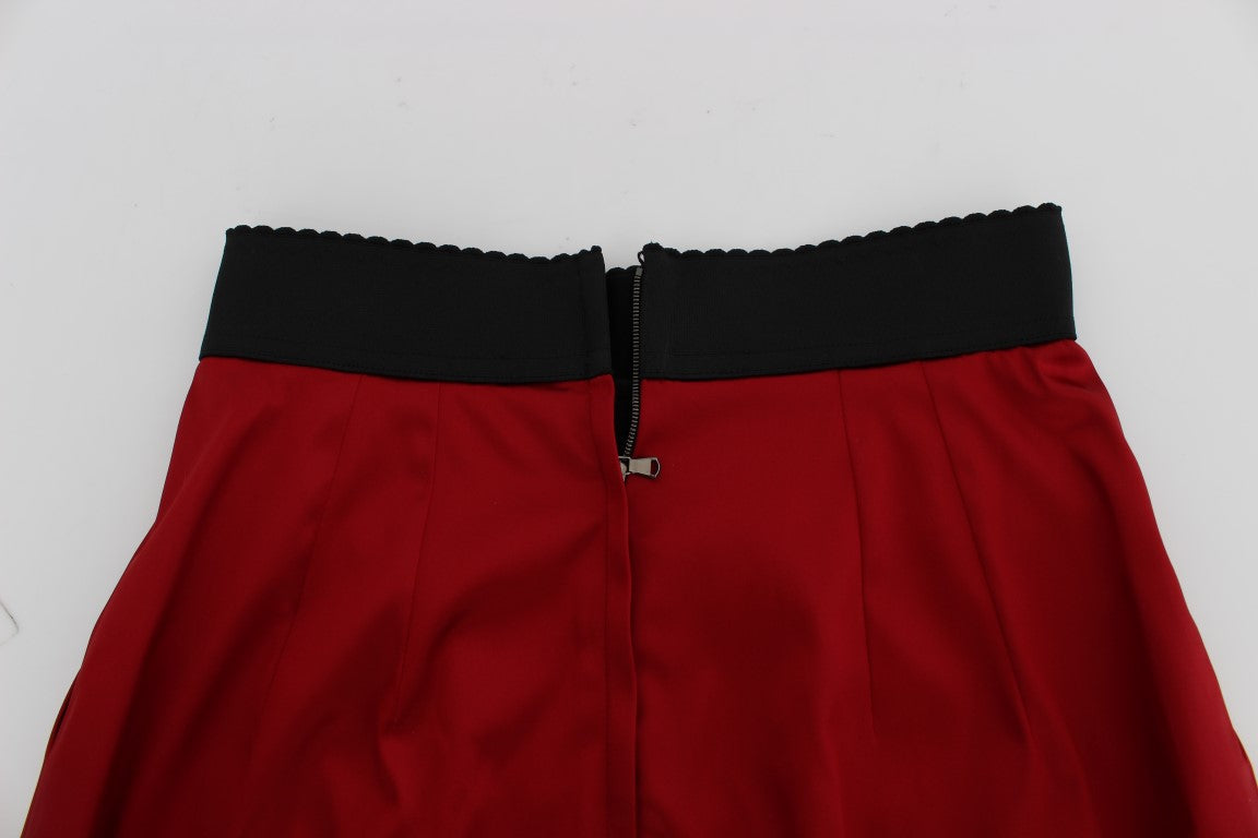 Dolce & Gabbana Elegant Red Lace High-Waist Skirt