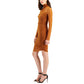 Women's Mesh Ruched Long-Sleeve Dress