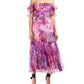 Pleated Chiffon Off-Shoulder Gown In Mauve