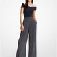 Polka Dot Georgette Wide-Leg Trousers