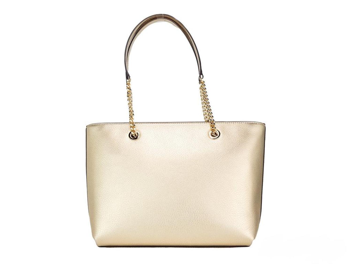 Michael Kors Jet Set Medium Leather Front Pocket Zip Chain Tote Bag Wo