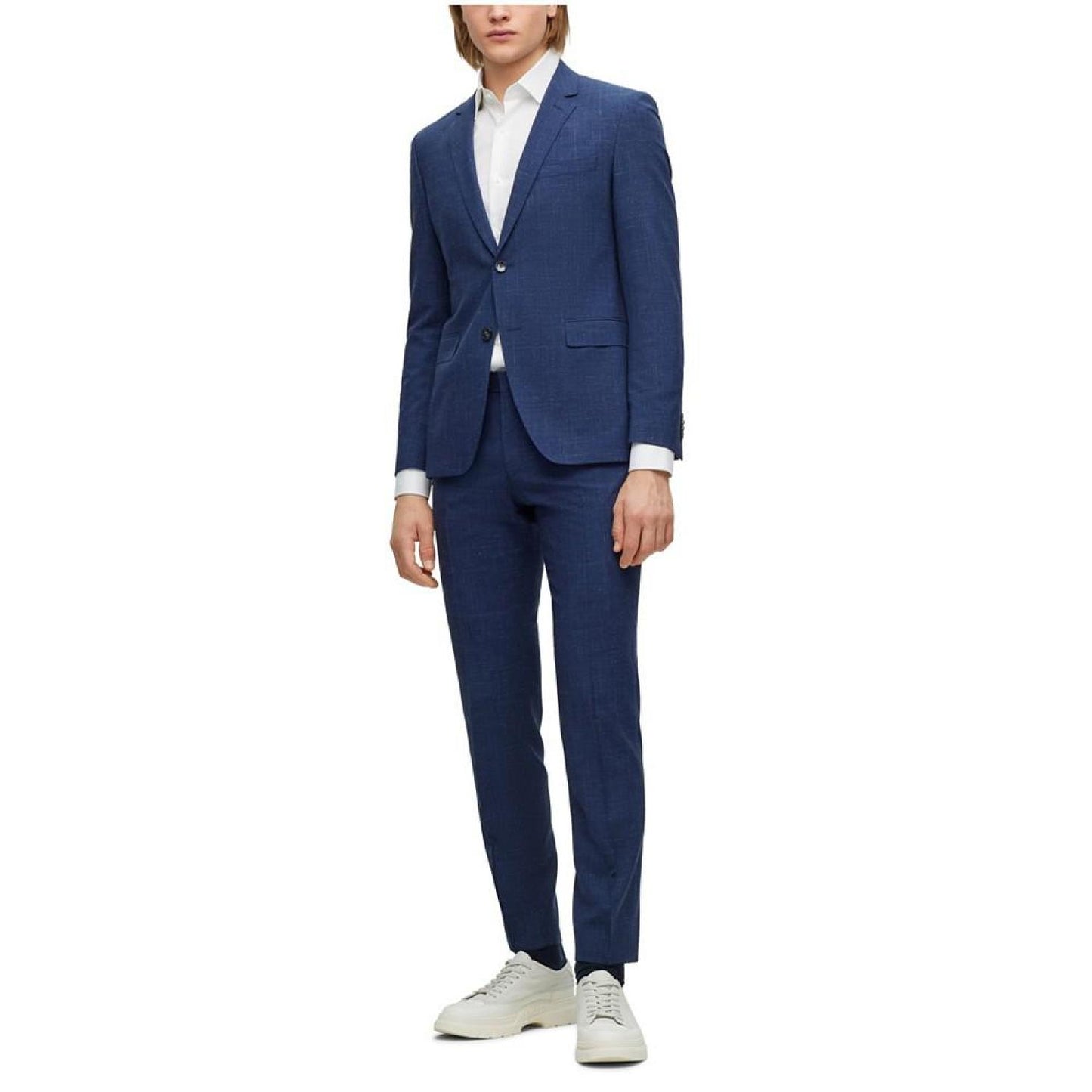 Men's Extra-Slim-Fit Patterned Wool Linen Suit, 2 Piece Set