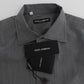 Dolce & Gabbana Gray Cotton Formal Dress Button Shirt