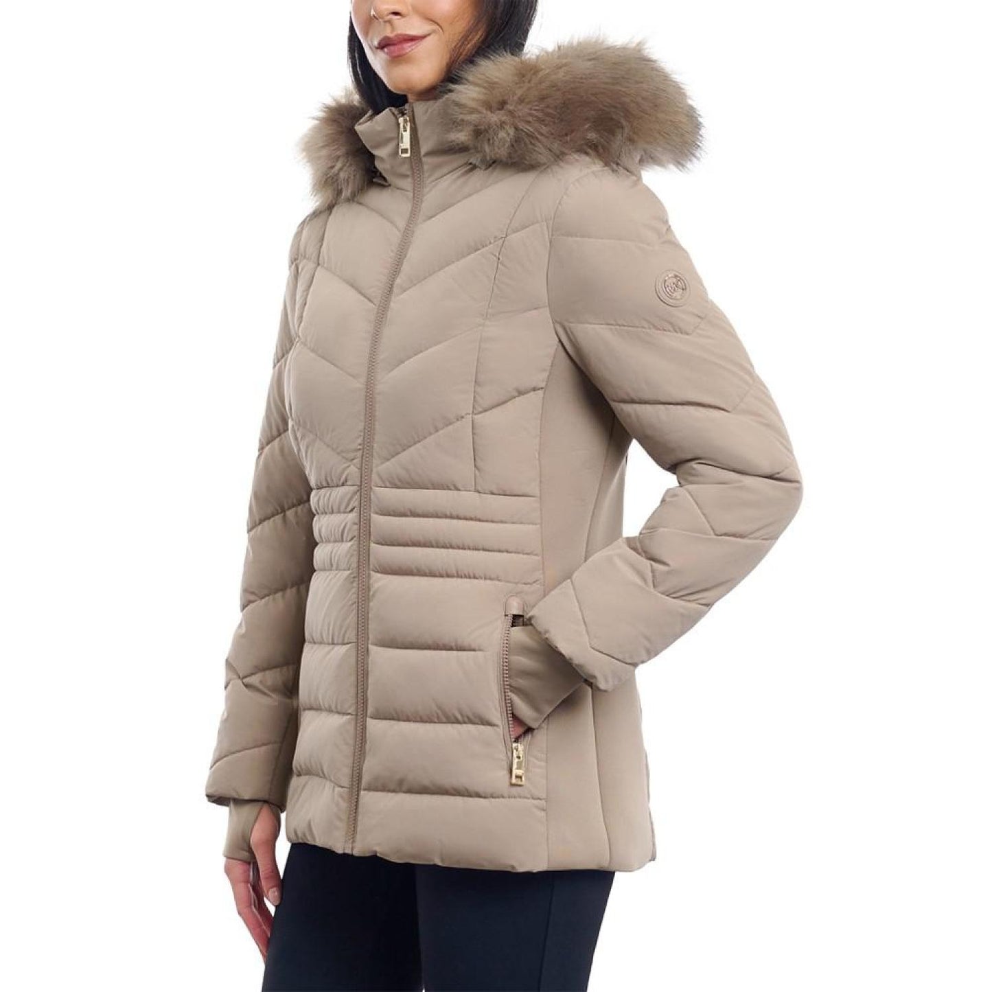 Women's Faux-Fur-Trim Hooded Puffer Coat, Created for Macy's