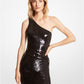 Sequined Woven One-Shoulder Dress