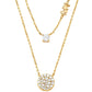 Sterling Silver Double Layered Pave Disk Necklace