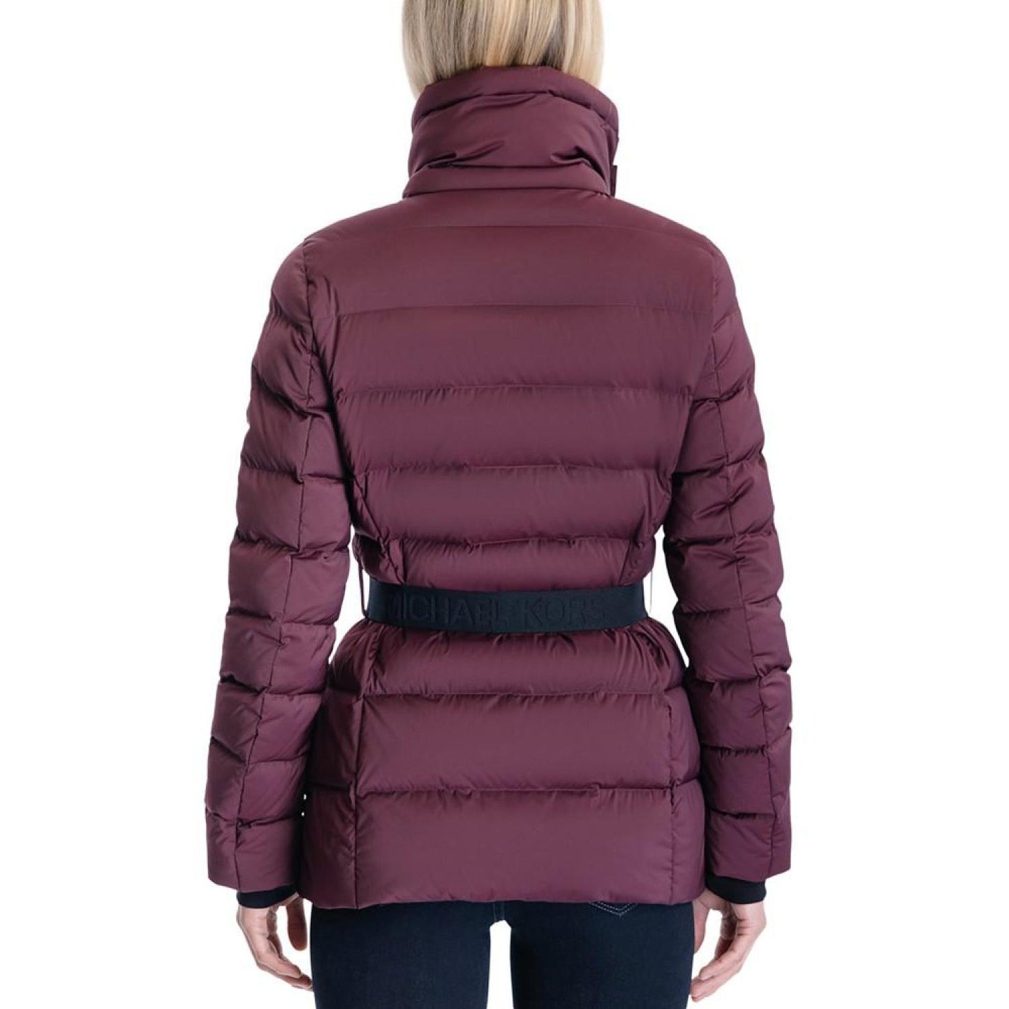 Women's Stretch Asymmetrical Belted Packable Down Puffer Coat