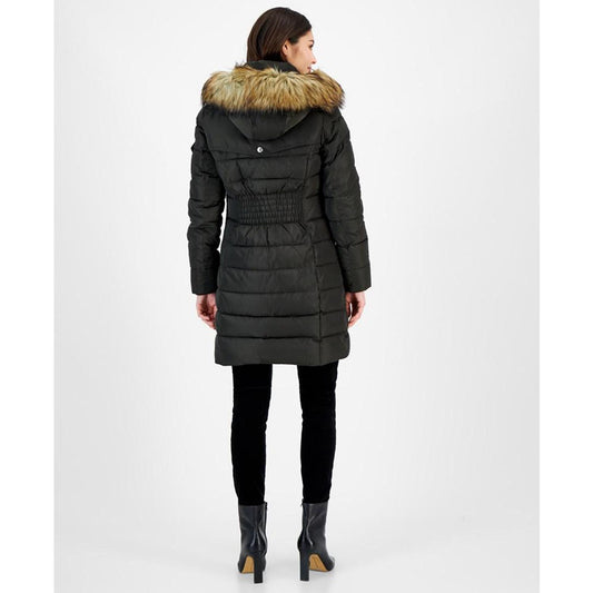 Women's Petite Faux-Fur-Trim Hooded Puffer Coat, Created for Macy's