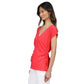Women's Solid Ruched V-Neck Top