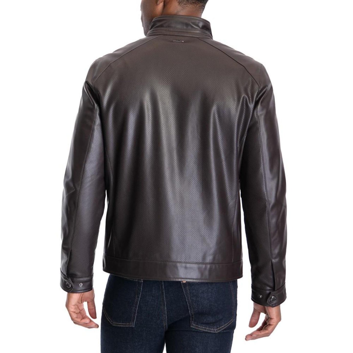 Men's Perforated Faux Leather Moto Jacket, Created for Macy's