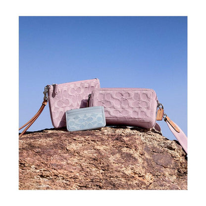Washed Denim Signature Zip Card Case