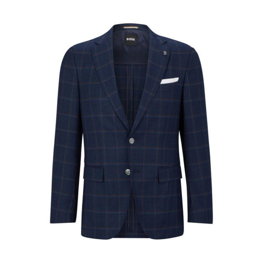 Slim-fit jacket in checked stretch virgin wool