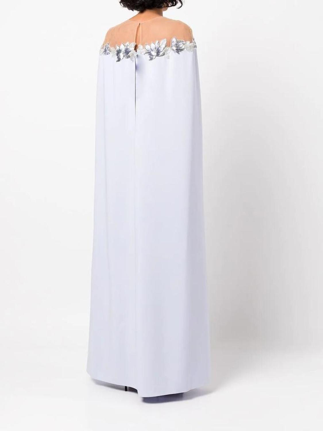 Illusion Cape Effect Crepe Gown