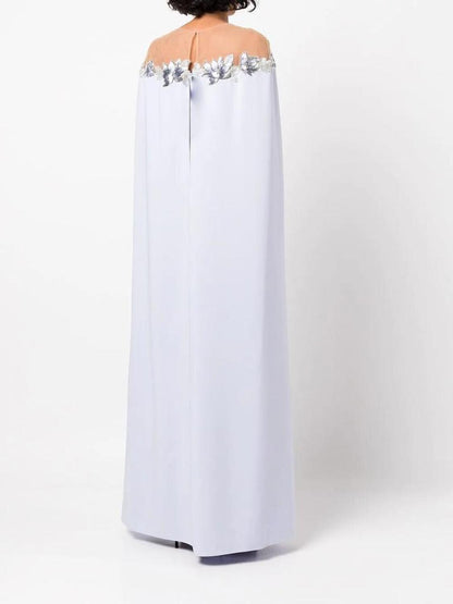 Illusion Cape Effect Crepe Gown
