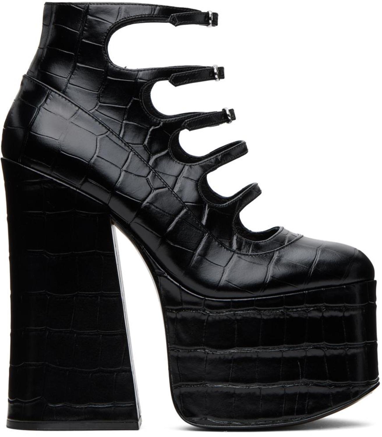 Black 'The Croc Embossed Kiki' Heels