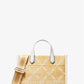 Gigi Small Empire Logo Jacquard Straw Messenger Bag