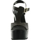 Womens Faux Leather Block Heel Platform Sandals