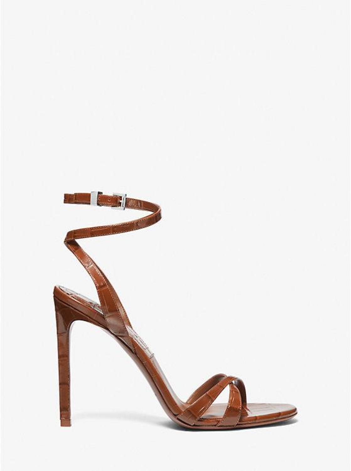 Chrissy Crocodile Embossed Leather Sandal